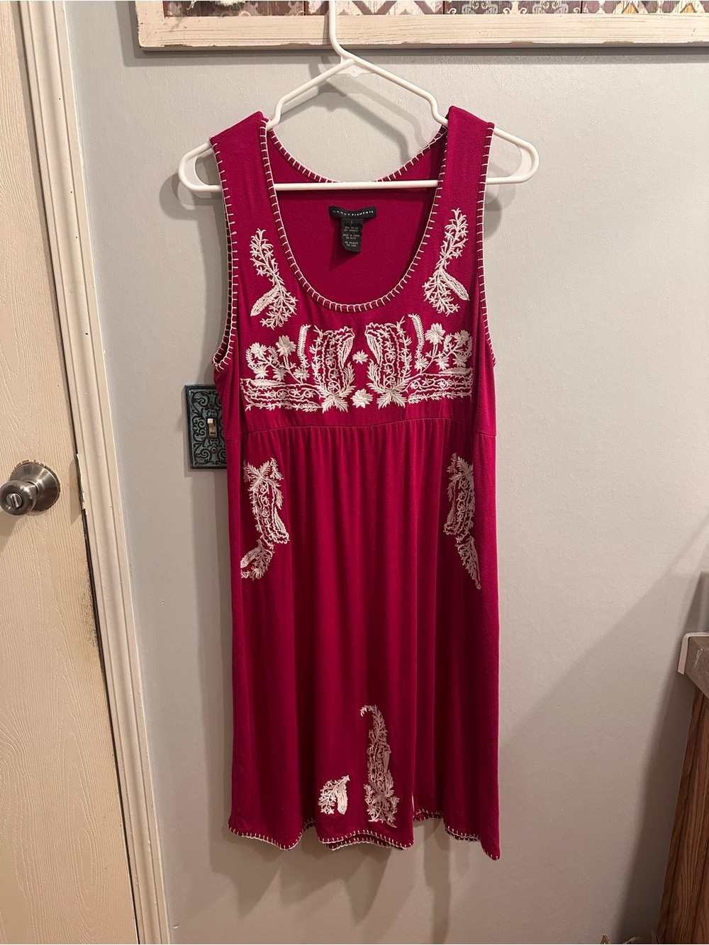Grace Elements Bright Pink Tank Dress with White Stitching